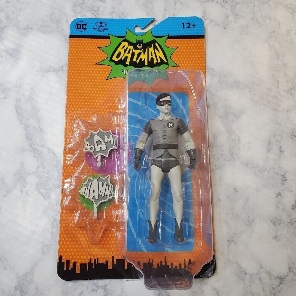 Mcfarlane Batman DC Retro 66 Classics TV Series W5 Robin Black & White 6" Figure